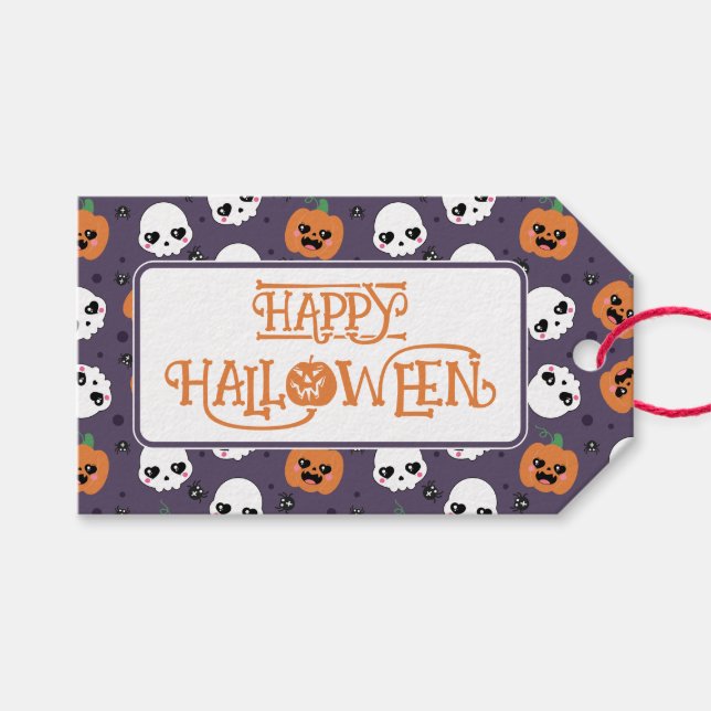 Halloween Kawaii Pattern Gift Tags (Front (Horizontal))