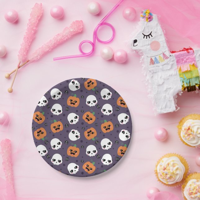 Halloween Kawaii Pattern Paper Plates (Party)