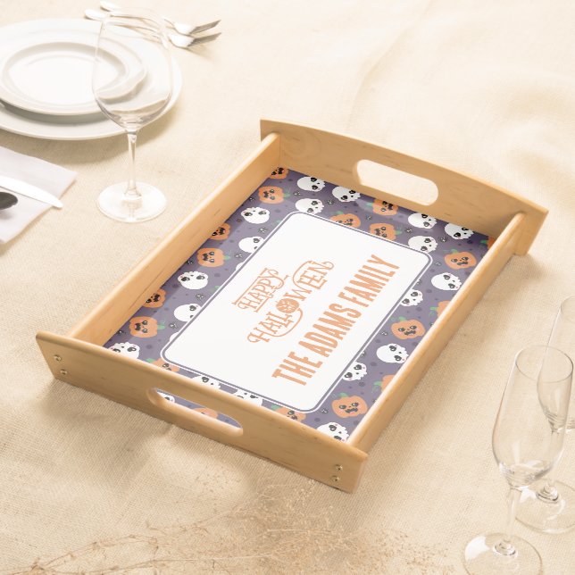 Halloween Kawaii Pattern Serving Tray (Front)