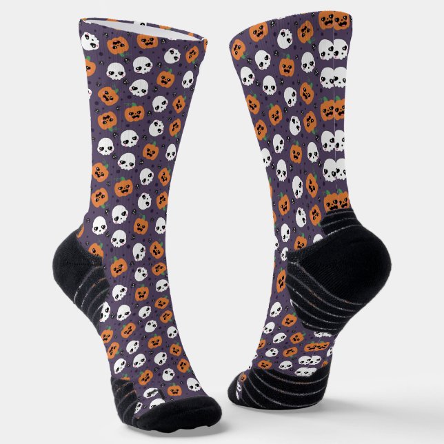Halloween Kawaii Pattern Socks (Angled)
