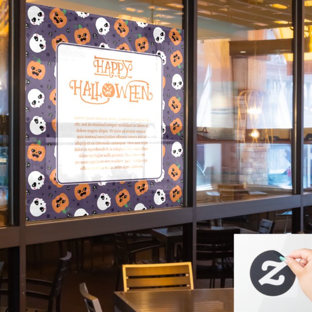 Halloween Kawaii Pattern Window Cling (Restaurant Window)