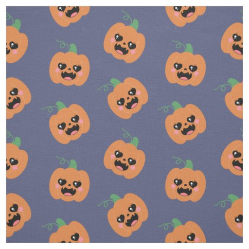 Halloween Kawaii Pumpkins Pattern Fabric