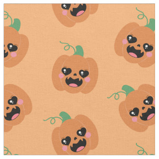 Halloween Kawaii Pumpkins Pattern Fabric