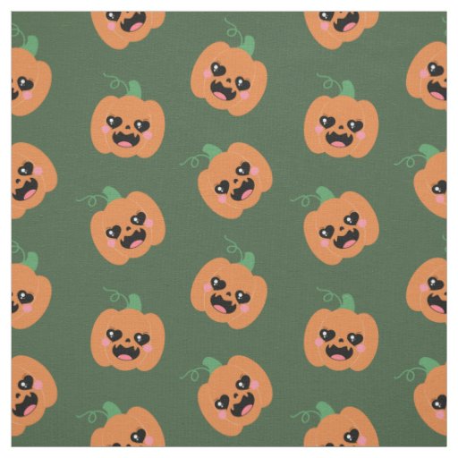 Halloween Kawaii Pumpkins Pattern Fabric