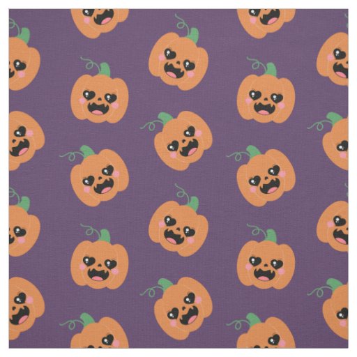 Halloween Kawaii Pumpkins Pattern Fabric