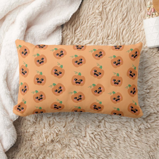 Halloween Kawaii Pumpkins Pattern Lumbar Pillow (Blanket)