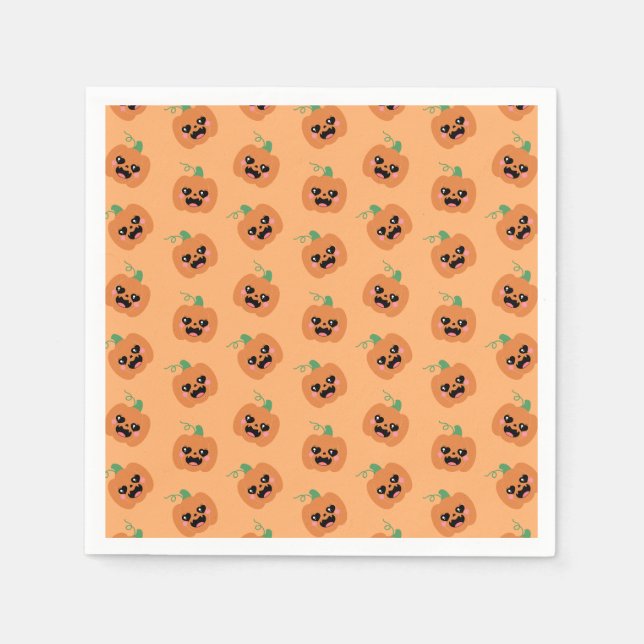 Halloween Kawaii Pumpkins Pattern Napkins (Front)