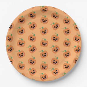 Halloween Kawaii Pumpkins Pattern Paper Plates