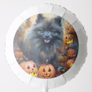 Halloween Keeshond With Pumpkins Scary Balloon