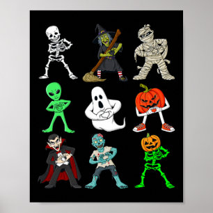 Halloween Keke Dancing Skeleton And Monsters Boys Poster