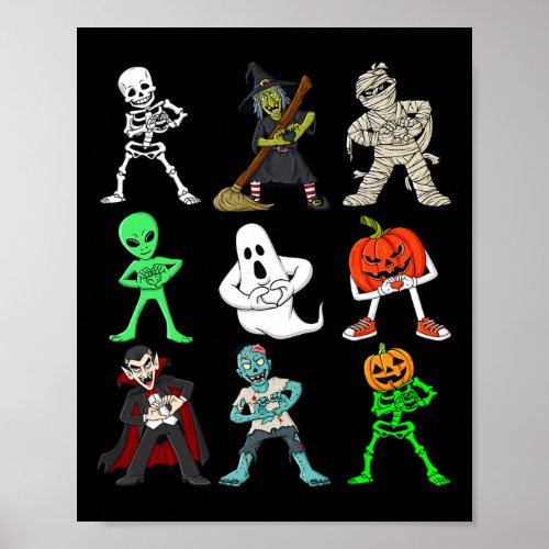 Halloween Keke Dancing Skeleton And Monsters Boys  Poster