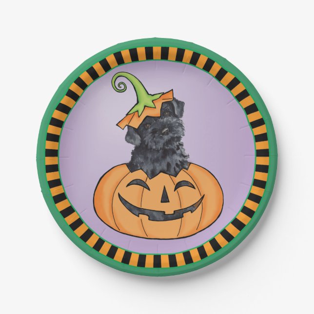 Halloween Kerry Blue Terrier Paper Plates (Front)