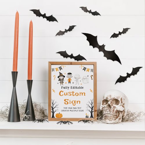 Halloween Kids Birthday Costume Party Table Sign