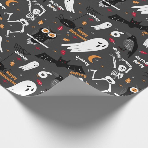 Halloween Kids Birthday Customize 4 Text Name Age Wrapping Paper