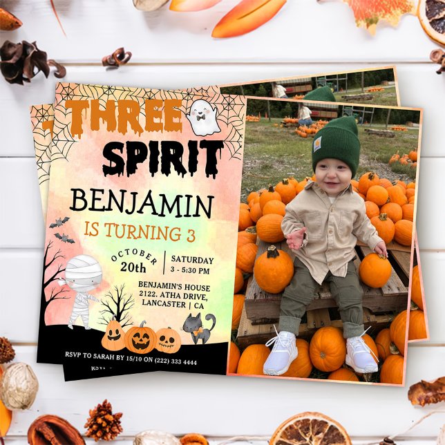 Halloween Kids Costume 3rd Birthday Party Photo Invitation (Creator Uploaded)