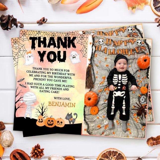 Halloween Kids Costume Birthday Party Thank You Card (Creator Uploaded)