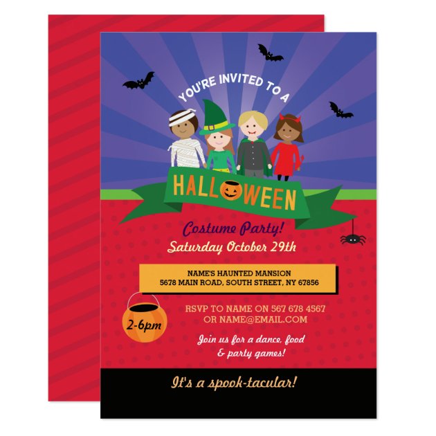 Halloween Kid's Costume Pumpkin Party Invite