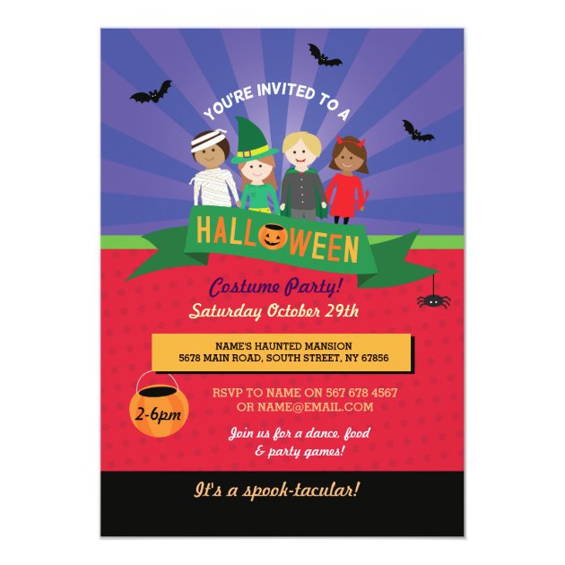 Halloween Kid's Costume Pumpkin Party Invite