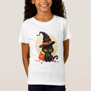 Halloween Kids Cute Black Cat T-Shirt