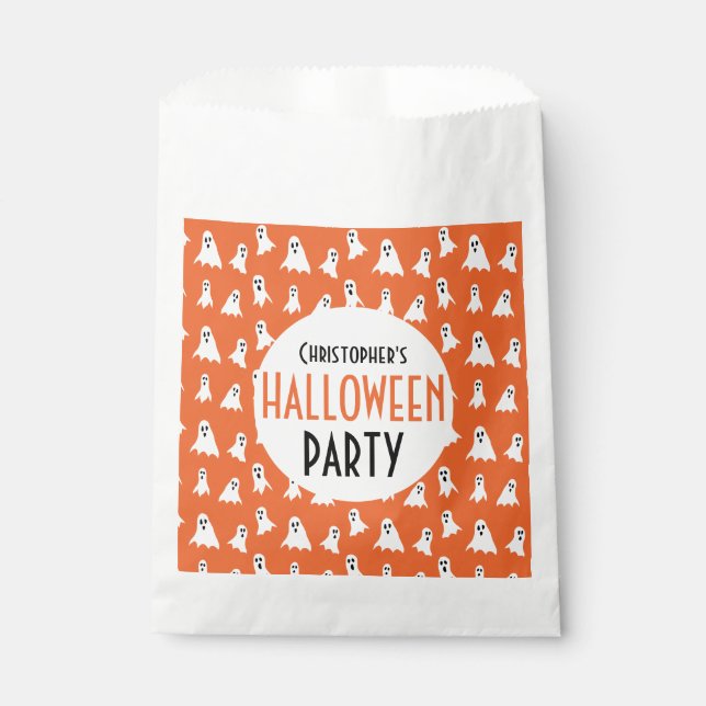 Halloween Kids Ghost Pattern Personalized Party Favor Bag (Front)