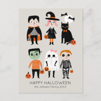 Halloween Kids Illustration Custom Name Postcard