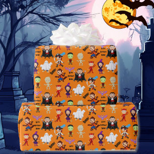 Halloween Kids Name Child's Birthday Personalize Wrapping Paper
