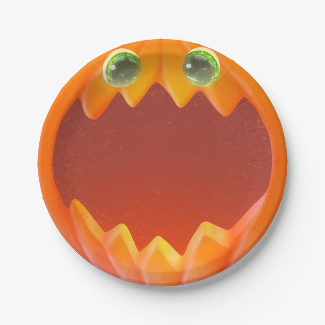 Halloween Kids Party Pumpkin Paper Plate (Front)