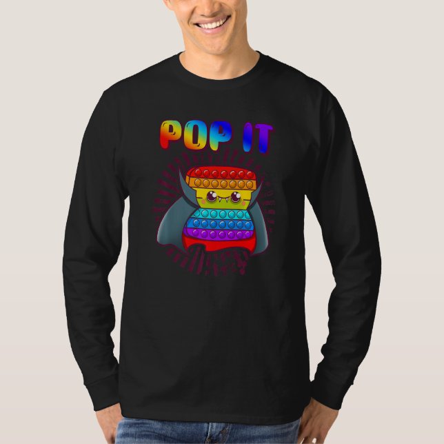 Halloween  Kids Pop It Vampire Rainbow Fidget Toy T-Shirt (Front)