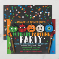 Halloween Kids Pumpkin Painting Party Invitation