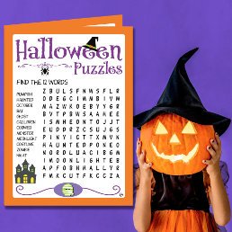 Halloween Kids Puzzles Activity Card