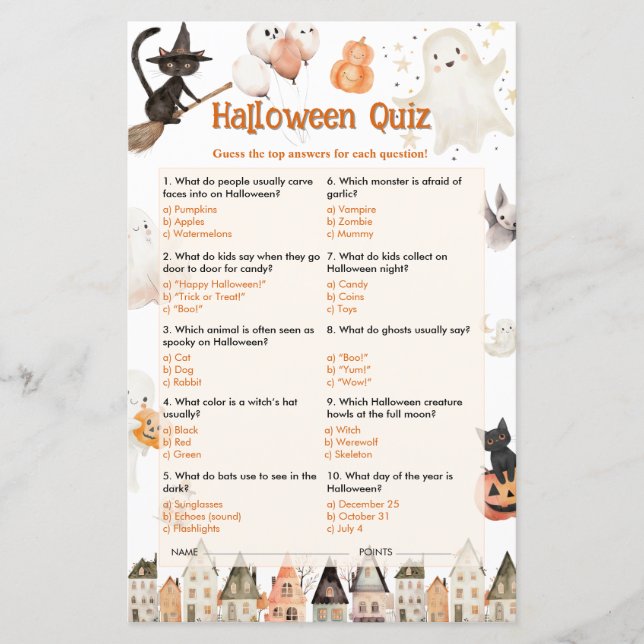 Halloween Kids Quiz Game (Front)