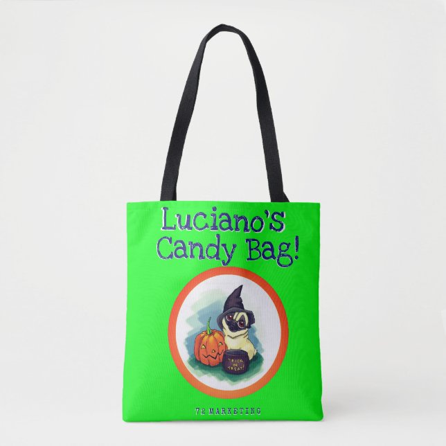 Halloween Kids Tote Bag Trick or Treat Dog Fall (Front)