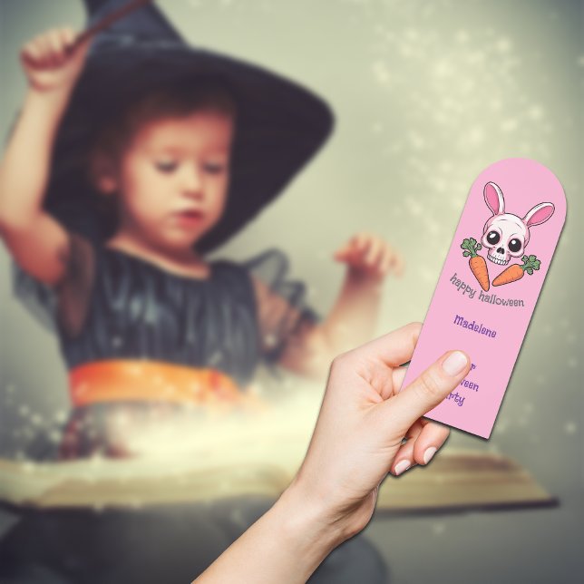 Halloween Kids Treat Rabbit Skull Personalize Bookmarks (Creator Uploaded)