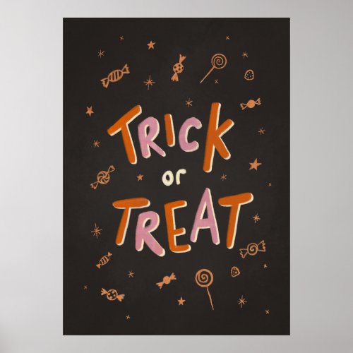 Halloween kids trick or treat art print