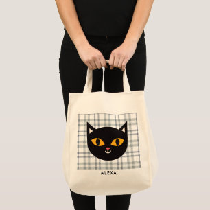 Halloween Kids Trick or Treat Black Cat Tote Bag