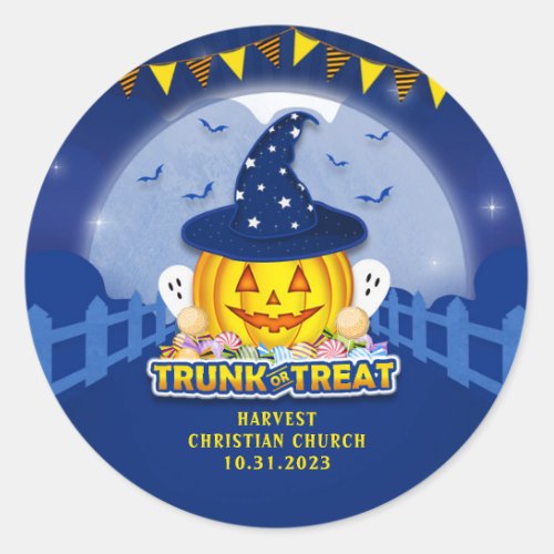 Halloween Kids Trunk or Treat Pumpkin Classic Round Sticker