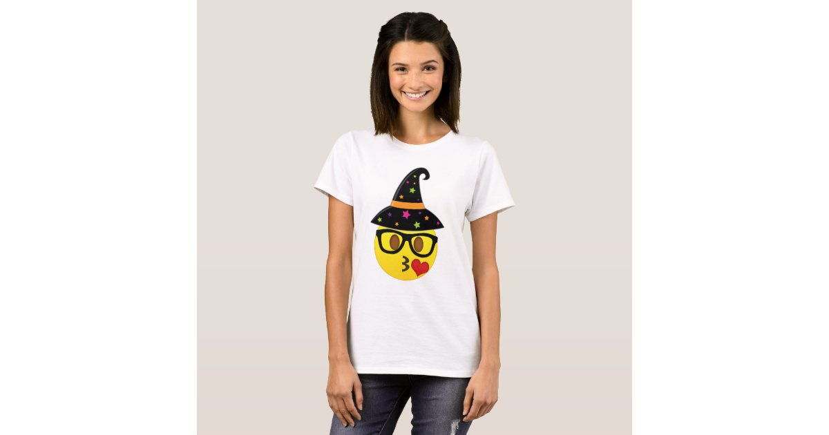 Funny Halloween Emoji Witch Nerd Kissy Face T-Shirt Funny Halloween Emoji Witch Nerd Kissy Face T-Shirt