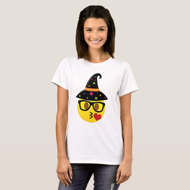 Halloween Kissy Witch Emoji Shirt (Front Full)