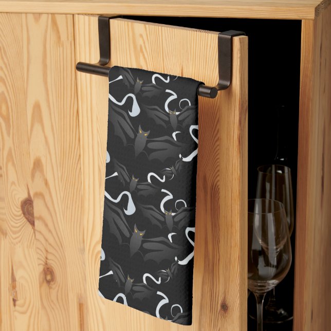 Halloween Kitchen Towel-Bats Towel (Thirds Fold)