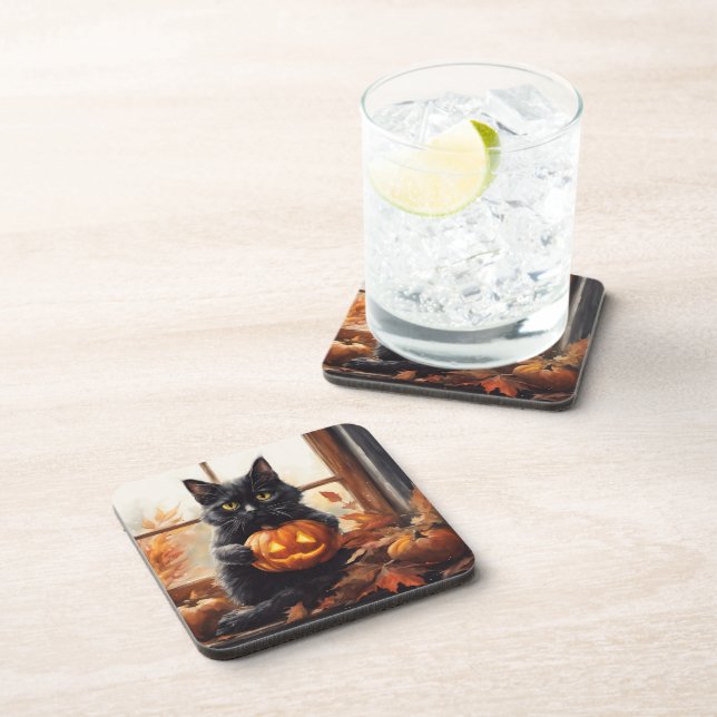 Halloween Kitten Beverage Coaster (Right Side)