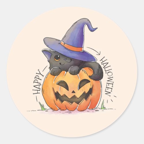 Halloween Kitten Classic Round Sticker