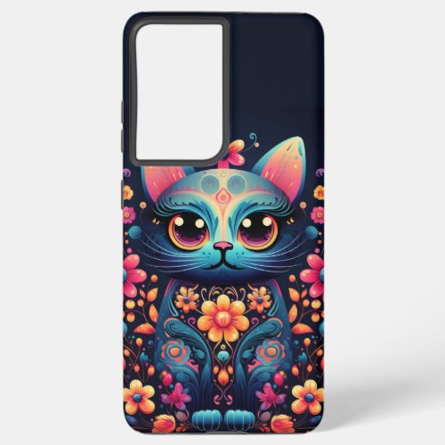 Halloween Kitten Fun _ Cute Floral Kitten Samsung Galaxy S21 Ultra Case