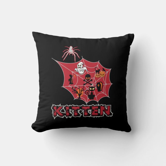 Halloween Kitten Halloween Throw Pillow (Front)