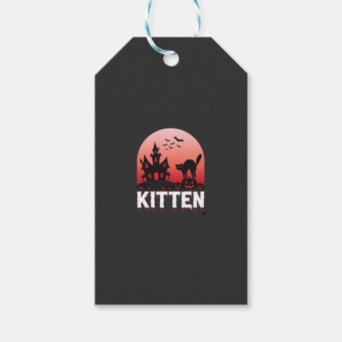 Halloween Kitten Haunted House Cat Design_1 Gift Tags