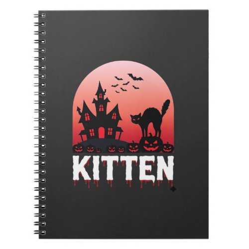 Halloween Kitten Haunted House Cat Design_1 Notebook