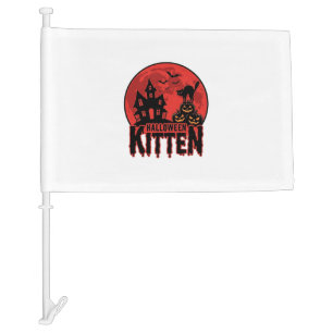 Halloween Kitten Haunted House Cat Graphic_1 Car Flag