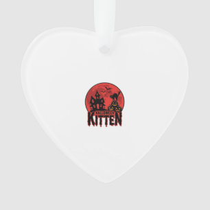 Halloween Kitten Haunted House Cat Graphic_1 Ornament