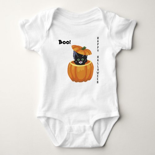 Halloween Kitten in Pumpkin  Baby Bodysuit
