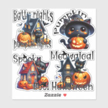 Halloween Kittens and Pumpkins Sticker Sheet