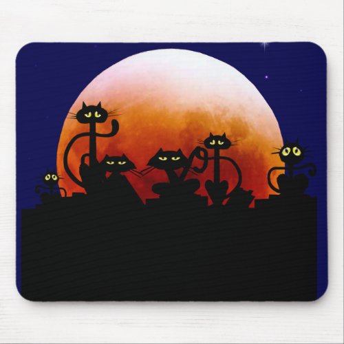 Halloween Kitties and Halloween Moon Mousepad